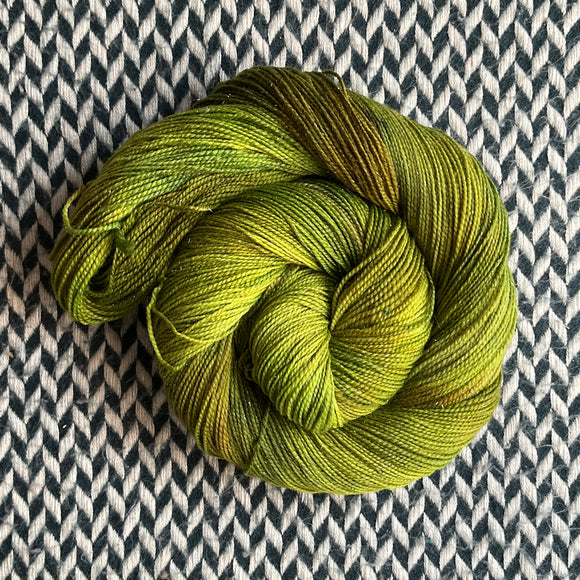RESTING GRINCH FACE -- Broadway sparkle sock yarn -- ready to ship