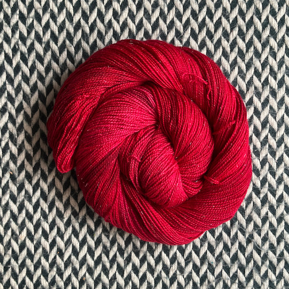 CLAUS-TROPHIC -- Broadway sparkle sock yarn -- ready to ship