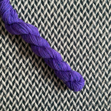 Flying Purple People Eater -- mini-skein -- Broadway sparkle sock yarn-- ready to ship