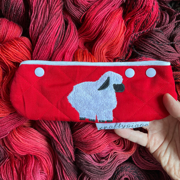 SHEEPY RED -- dpn cozy -- ready to ship