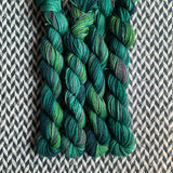 Emerald Starling -- mini-skein -- Broadway sparkle sock yarn -- ready to ship