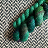 EMERALD STARLING and Lucky Bird * Broadway Sparkle Sock Set * -- full-size skein with mini-skein -- ready to ship yarn