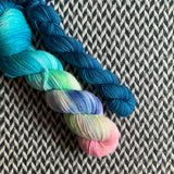 HIPPOCAMPUS and Blue Agate * Broadway Sparkle Sock Set * -- full-size skein with mini-skein -- ready to ship yarn