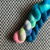 HIPPOCAMPUS and Blue Agate * Broadway Sparkle Sock Set * -- full-size skein with mini-skein -- ready to ship yarn