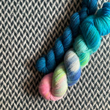 HIPPOCAMPUS and Blue Agate * Broadway Sparkle Sock Set * -- full-size skein with mini-skein -- ready to ship yarn