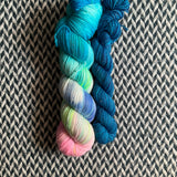 HIPPOCAMPUS and Blue Agate * Broadway Sparkle Sock Set * -- full-size skein with mini-skein -- ready to ship yarn