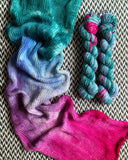 TEAL FEATHERS -- double-stranded sock blank -- ready to ship