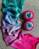 TEAL FEATHERS -- double-stranded sock blank -- ready to ship