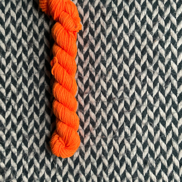 Highlighter Orange -- mini-skein -- Kew Gardens DK yarn -- ready to ship