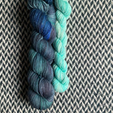 SALT AIR and Sea Glass * Broadway Sparkle Sock Set * -- full-size skein with mini-skein -- ready to ship yarn
