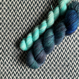 SALT AIR and Sea Glass * Broadway Sparkle Sock Set * -- full-size skein with mini-skein -- ready to ship yarn