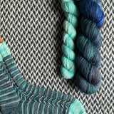 SALT AIR and Sea Glass * Broadway Sparkle Sock Set * -- full-size skein with mini-skein -- ready to ship yarn