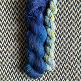 SAPPHIRE SOIRÉE and Ocean of Your Butterflies * Broadway Sparkle Sock Set * -- full-size skein with mini-skein -- ready to ship yarn