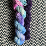 FONDANT and Violet Variety * Broadway Sparkle Sock Set * -- full-size skein with mini-skein -- ready to ship yarn