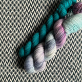 PEARL and Teal Owl * Broadway Sparkle Sock Set * -- full-size skein with mini-skein -- ready to ship yarn