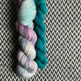 PEARL and Teal Owl * Broadway Sparkle Sock Set * -- full-size skein with mini-skein -- ready to ship yarn