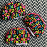 NEON ALPHABET -- small notion pouch with zipper -- ready to ship