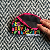 NEON ALPHABET -- small notion pouch with zipper -- ready to ship