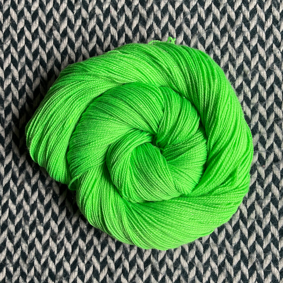 HIGHLIGHTER GREEN -- Broadway sparkle sock yarn -- ready to ship