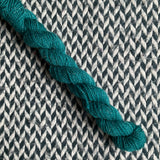 Teal Owl -- mini-skein -- Broadway sparkle sock yarn -- ready to ship
