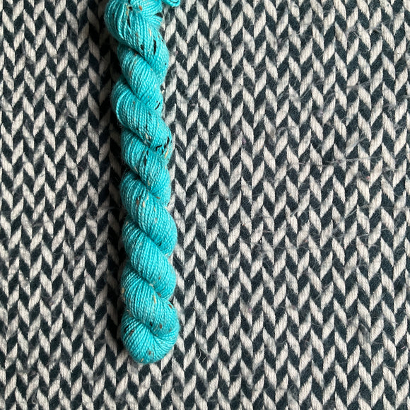 Highlighter Blue -- mini-skein -- Alphabet City tweed sock yarn -- ready to ship