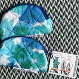 BLUE SPLASH-- small notion pouch with zipper -- ready to ship