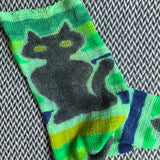 CAT HAT BAT -- hand-painted sock blank -- dyed to order