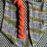 RIPTIDE with Kumquat -- 50gr Sock Tube plus 20gr mini -- Times Square sock yarn -- ready to ship