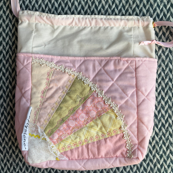 PINK FANS -- project bag -- ready to ship