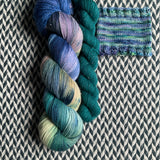 WATER LILIES with Teal Owl * Broadway Sparkle Sock Set * -- full-size skein with mini-skein -- ready to ship yarn