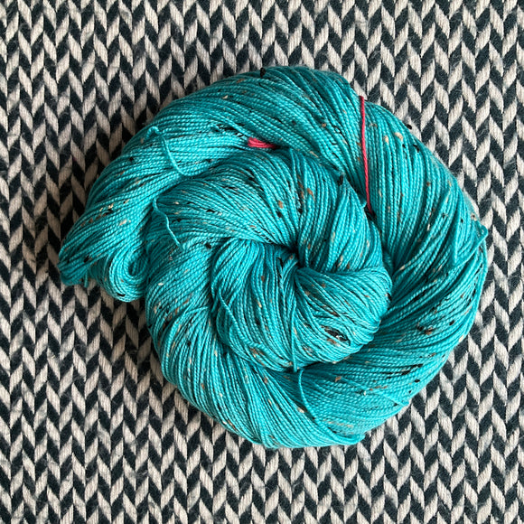 HIGHLIGHTER BLUE -- Alphabet City tweed sock yarn -- ready to ship