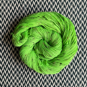 HIGHLIGHTER GREEN -- Alphabet City tweed sock yarn -- ready to ship