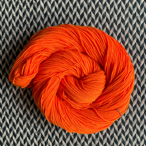 HIGHLIGHTER ORANGE -- Harlem sock yarn -- ready to ship