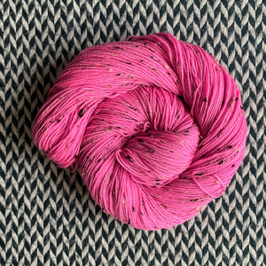 HIGHLIGHTER PINK -- Alphabet City tweed sock yarn -- ready to ship