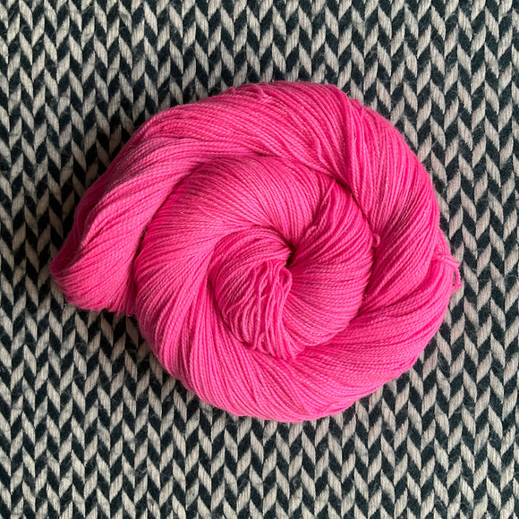 HIGHLIGHTER PINK -- Broadway sparkle sock yarn -- ready to ship