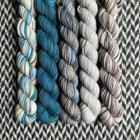 Antarctica *5 Mini-Skein Set* -- Harlem sock yarn -- ready to ship