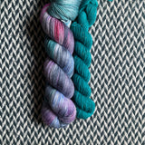 BLACK PEARL and Teal Owl * Broadway Sparkle Sock Set * -- full-size skein with mini-skein -- ready to ship yarn