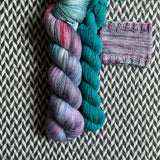 BLACK PEARL and Teal Owl * Broadway Sparkle Sock Set * -- full-size skein with mini-skein -- ready to ship yarn