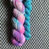 DAYDREAM MERMAID and Lotus Fruit * Broadway Sparkle Sock Set * -- full-size skein with mini-skein -- ready to ship yarn