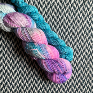 DAYDREAM MERMAID and Lotus Fruit * Broadway Sparkle Sock Set * -- full-size skein with mini-skein -- ready to ship yarn