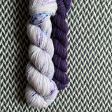 EXPLODING BLUEBERRIES and Violet Variety * Broadway Sparkle Sock Set * -- full-size skein with mini-skein -- ready to ship yarn