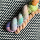 LIFE ON MARS and Just Peachy * Broadway Sparkle Sock Set * -- full-size skein with mini-skein -- ready to ship yarn