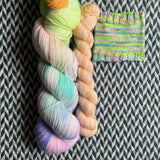 LIFE ON MARS and Just Peachy * Broadway Sparkle Sock Set * -- full-size skein with mini-skein -- ready to ship yarn