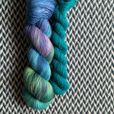 WATER LILIES with Teal Owl * Broadway Sparkle Sock Set * -- full-size skein with mini-skein -- ready to ship yarn