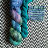 WATER LILIES with Teal Owl * Broadway Sparkle Sock Set * -- full-size skein with mini-skein -- ready to ship yarn