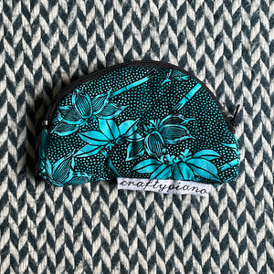 TROPICAL FLOWERS -- small notion pouch with zipper -- ready to ship