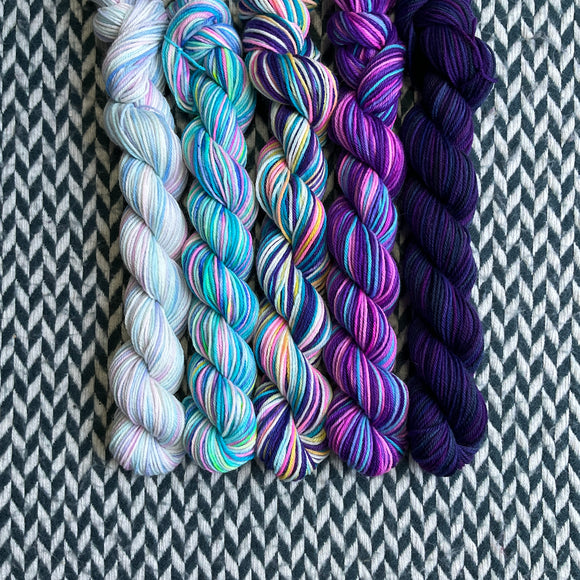 Electric Summer *5 Mini-Skein Set* -- Times Square sock yarn -- ready to ship