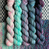 Sea Pearls *5 Mini-Skein Set* -- Broadway sparkle sock yarn -- ready to ship