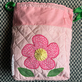 PINK FLOWER -- project bag -- ready to ship