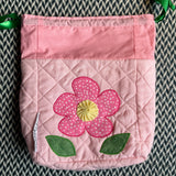 PINK FLOWER -- project bag -- ready to ship